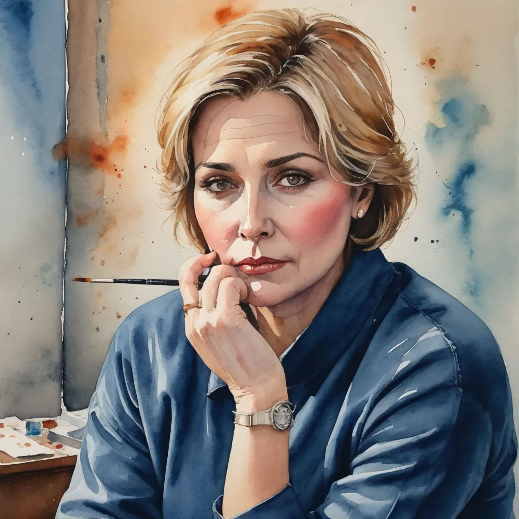 a painting of a woman with a watch on her wrist and a cigarette in her mouth, sitting in front of a painting of a window, figurative art, an ultrafine detailed painting, Alison Debenham, realistic portrait