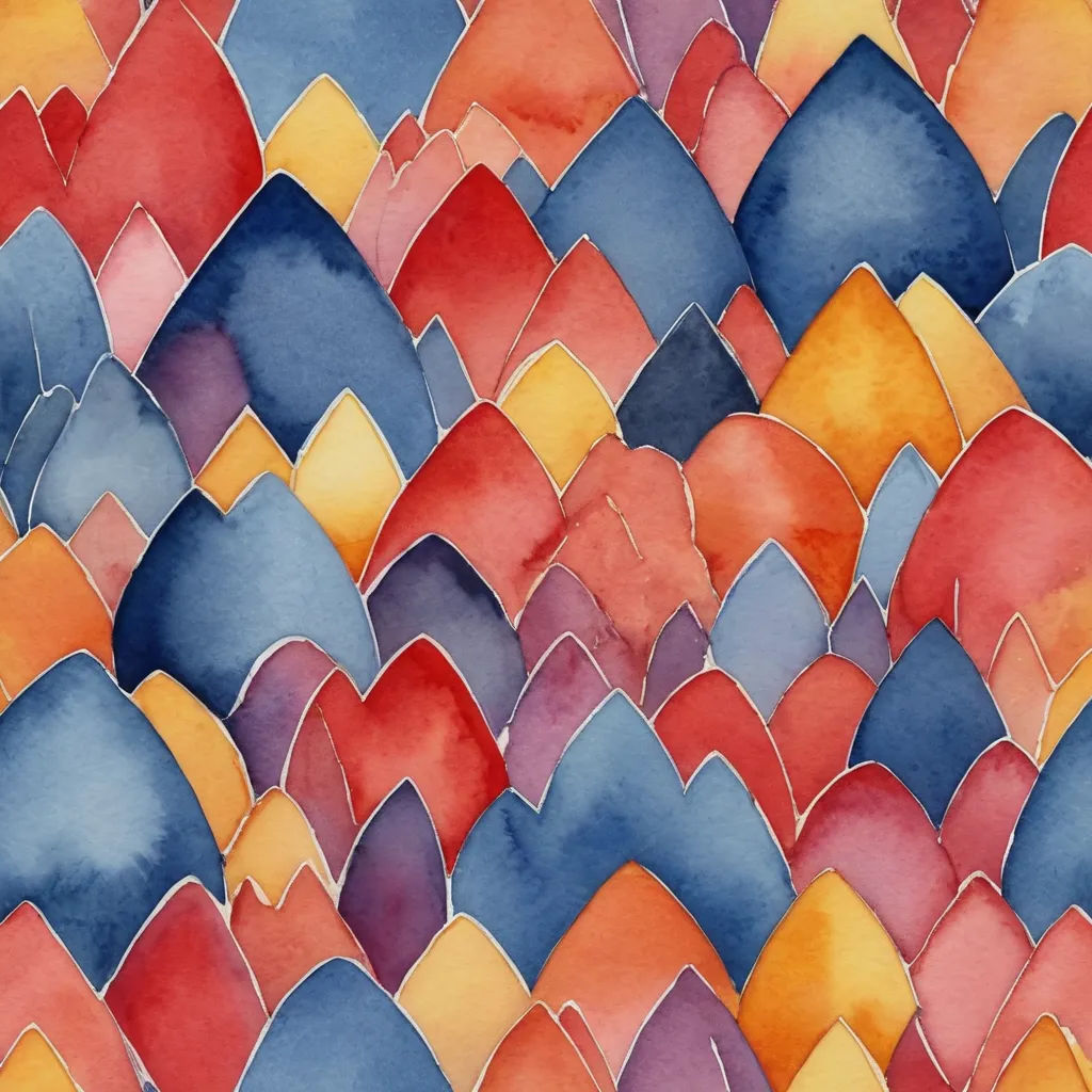 a painting of a colorful pattern of mountains and hills with a sky background that is painted in watercolor, color field, a watercolor painting, Claire Hummel, mountains