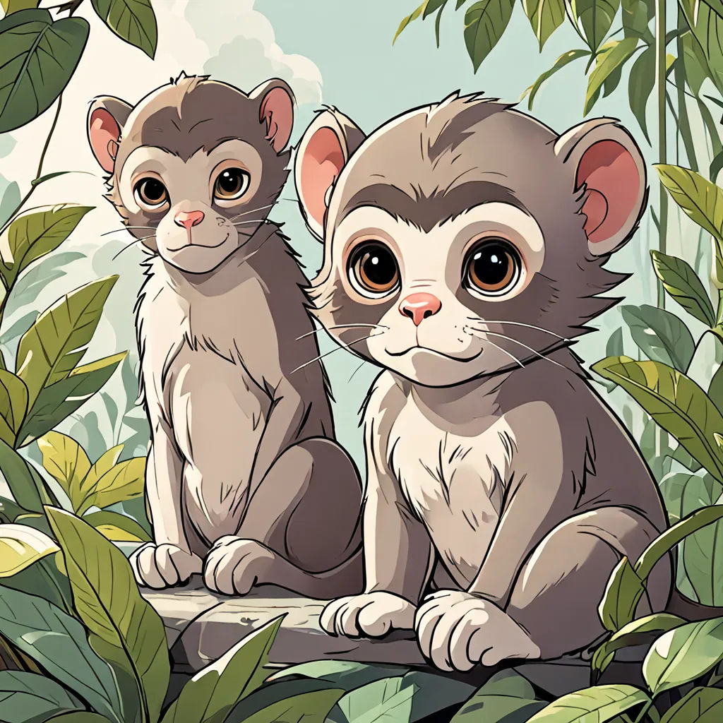 Two Cats and a Monkey