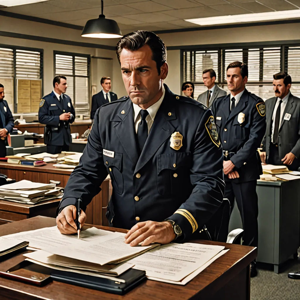 a man in a uniform is writing on a piece of paper in a classroom full of other men in suits, american realism, a colorized photo, Edward Otho Cresap Ord, II, promotional image