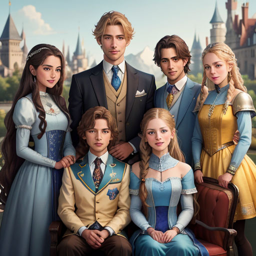 a group of people in costume posing for a picture in front of a castle with a castle in the background