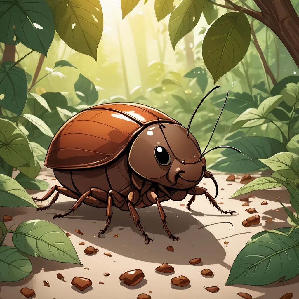 a bug crawling in the middle of a forest with leaves and rocks on the ground and a sunbeam in the background, sots art, an illustration of, Beeple, furaffinity
