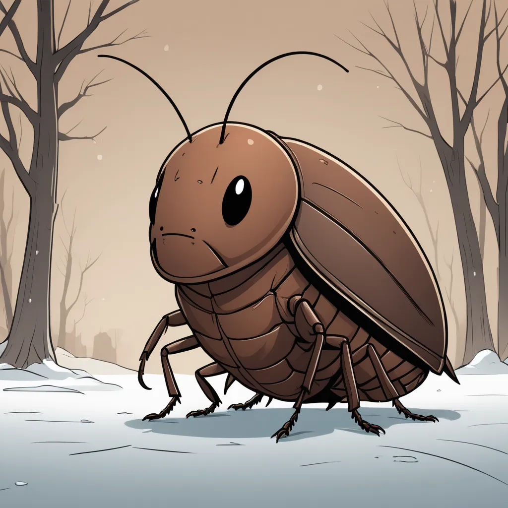 a bug that is standing in the snow near trees and snow covered ground with no leaves on it,, sots art, a character portrait, Dan Mumford, furaffinity