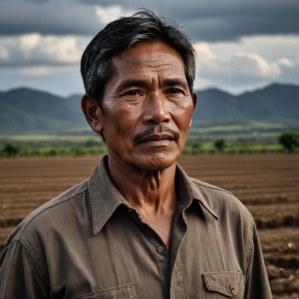 a man standing in a field with mountains in the background and cloudy skies overhead in the distance, with a dark sky, regionalism, a character portrait, Federico Uribe, portrait photography