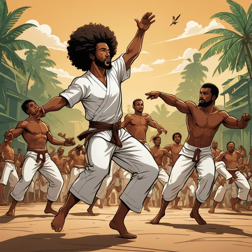 a man with a beard and a beard is dancing in front of a group of men in white outfits, black arts movement, a comic book panel, Altoon Sultan, official art