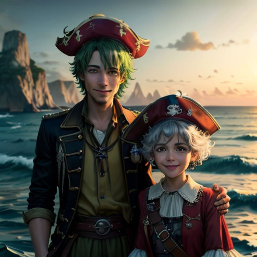 a couple of people standing next to each other on a beach near the ocean with a ship in the background
