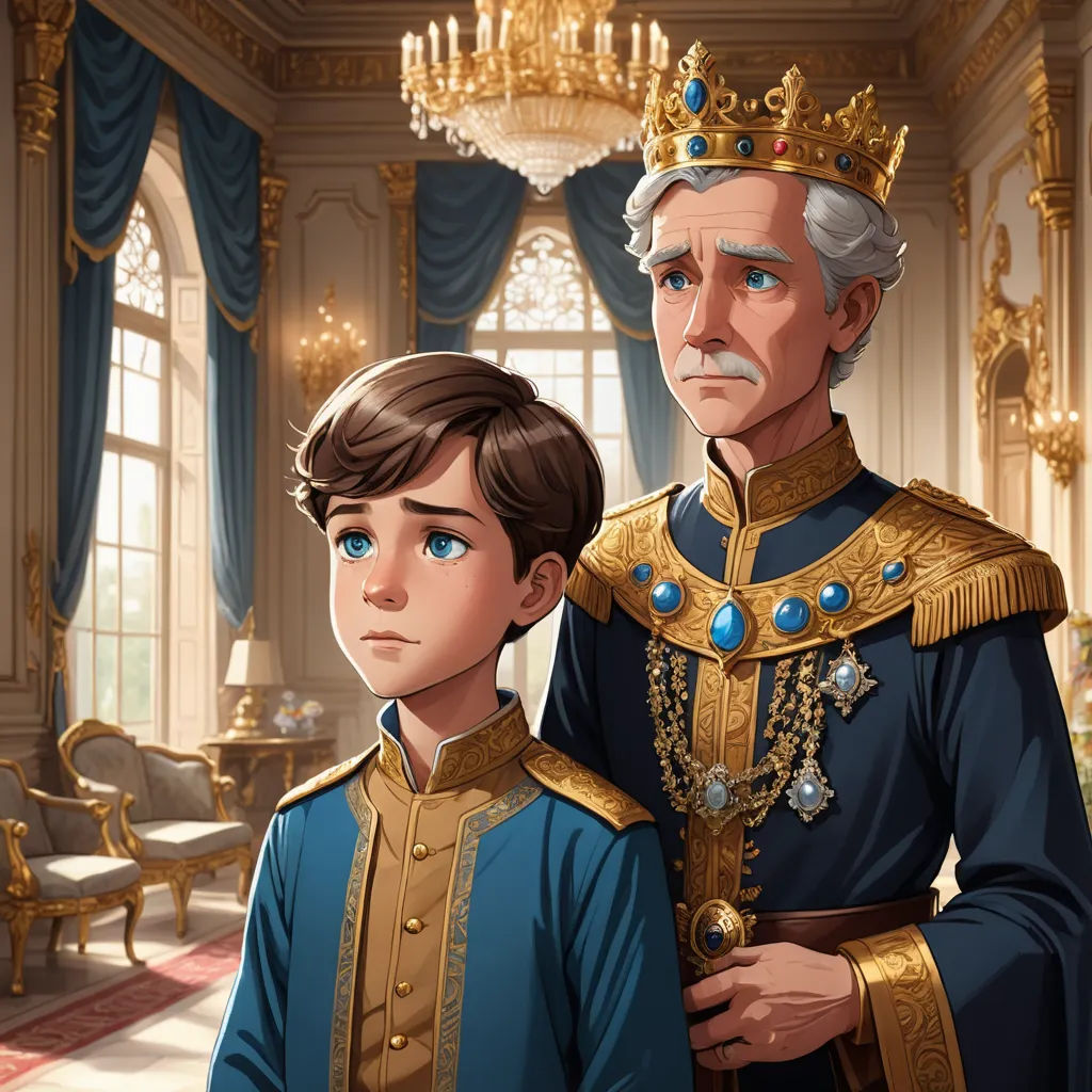 a man and a boy in a palace setting with a chandelier and a chandelier hanging from the ceiling, sots art, concept art, Charles Bird King, kinkade