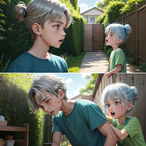 a series of three photos of a boy and girl in the same picture, one of them is making a face