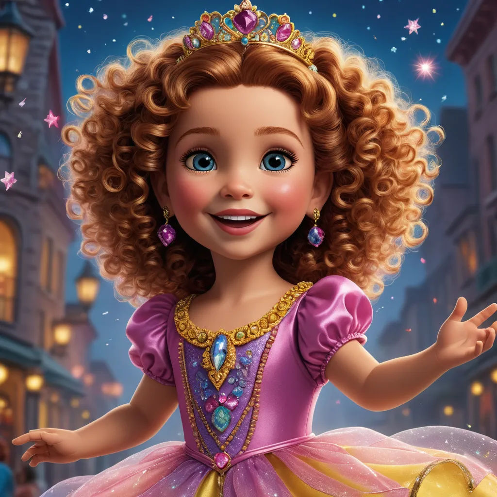 a cartoon girl in a princess dress with a tiara on her head and a clock in her hand, magical realism, a digital rendering, disney, kinkade