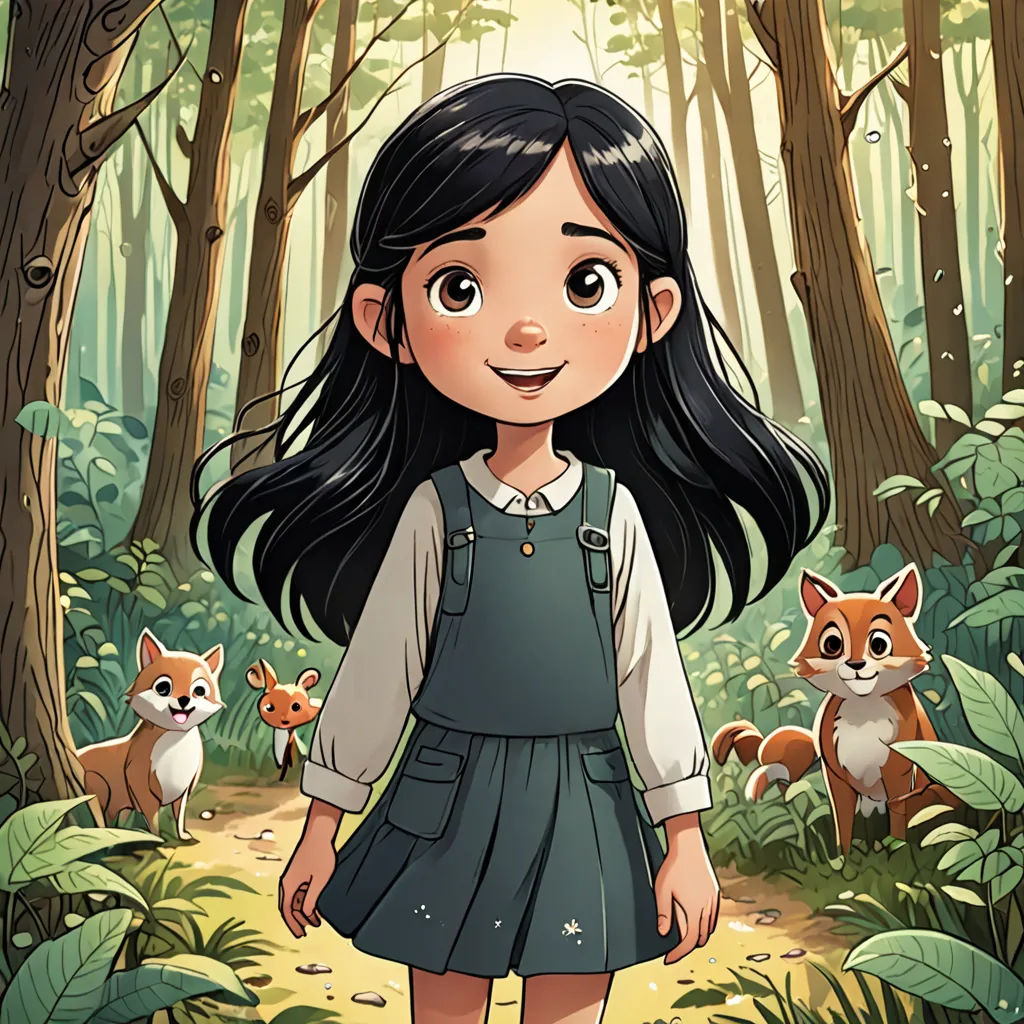 a girl in a forest with foxes and a fox behind her, and a forest scene with a fox, furry art, a storybook illustration, Alice Prin, comic cover art
