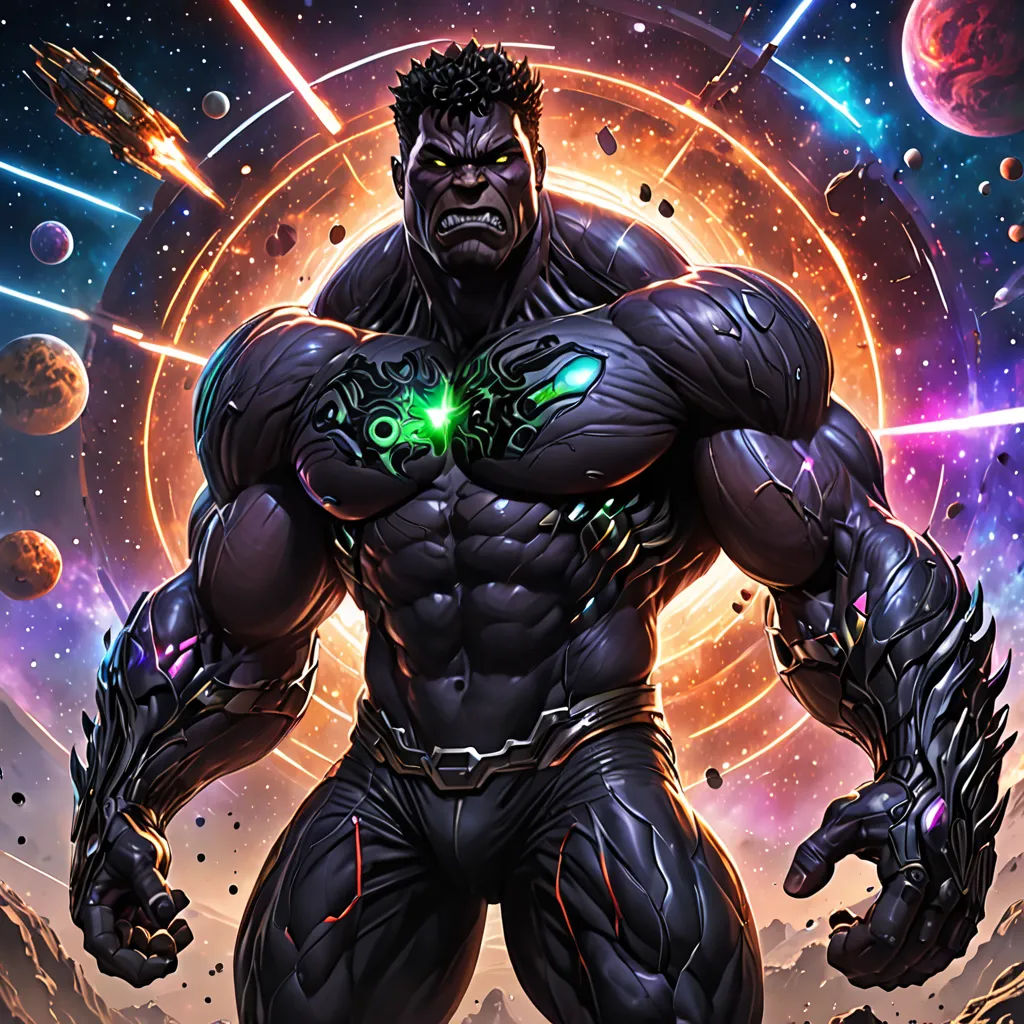 a man in a space suit with a green light on his chest and a planet in the background with stars, afrofuturism, a comic book panel, Benjamin Marra, comic cover art