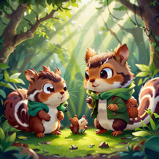 a couple of animals that are in the grass together in the woods with trees and grass around them, with a forest background