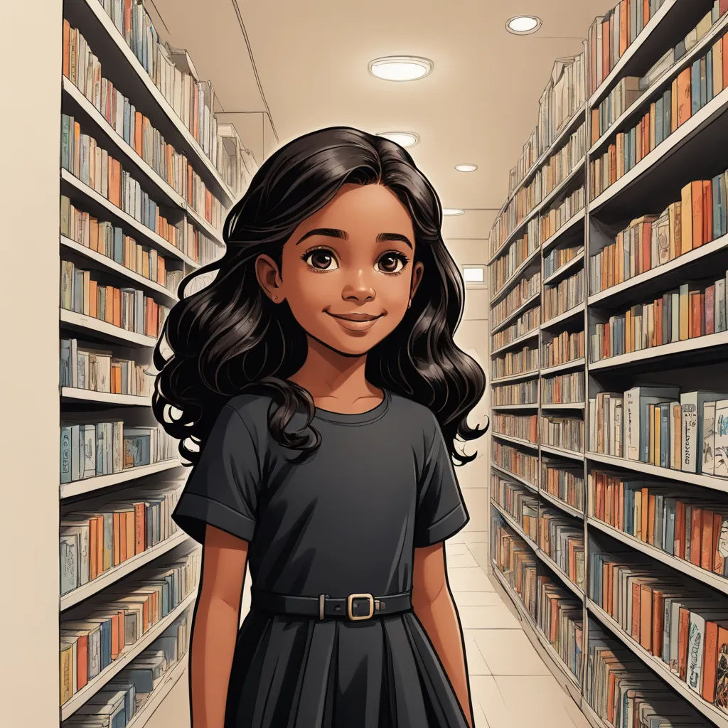 a cartoon girl standing in a library with bookshelves behind her and a camera in her hand to her left, harlem renaissance, a character portrait, Constance Gordon-Cumming, official art