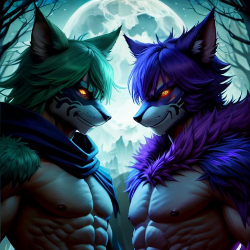 two anime characters are standing in the woods together, one is wearing a cat costume and the other is wearing a cat costume