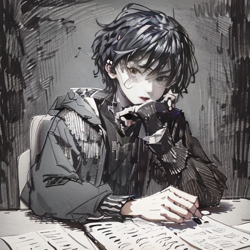 a man sitting at a table with a book in his hand and a pen in his hand, in front of him