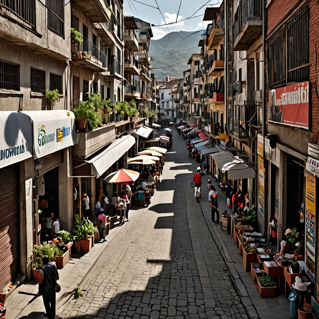 a street with people walking down it and a few buildings on both sides of the street and a few people sitting at tables, regionalism, a tilt shift photo, Cagnaccio di San Pietro, panoramic view