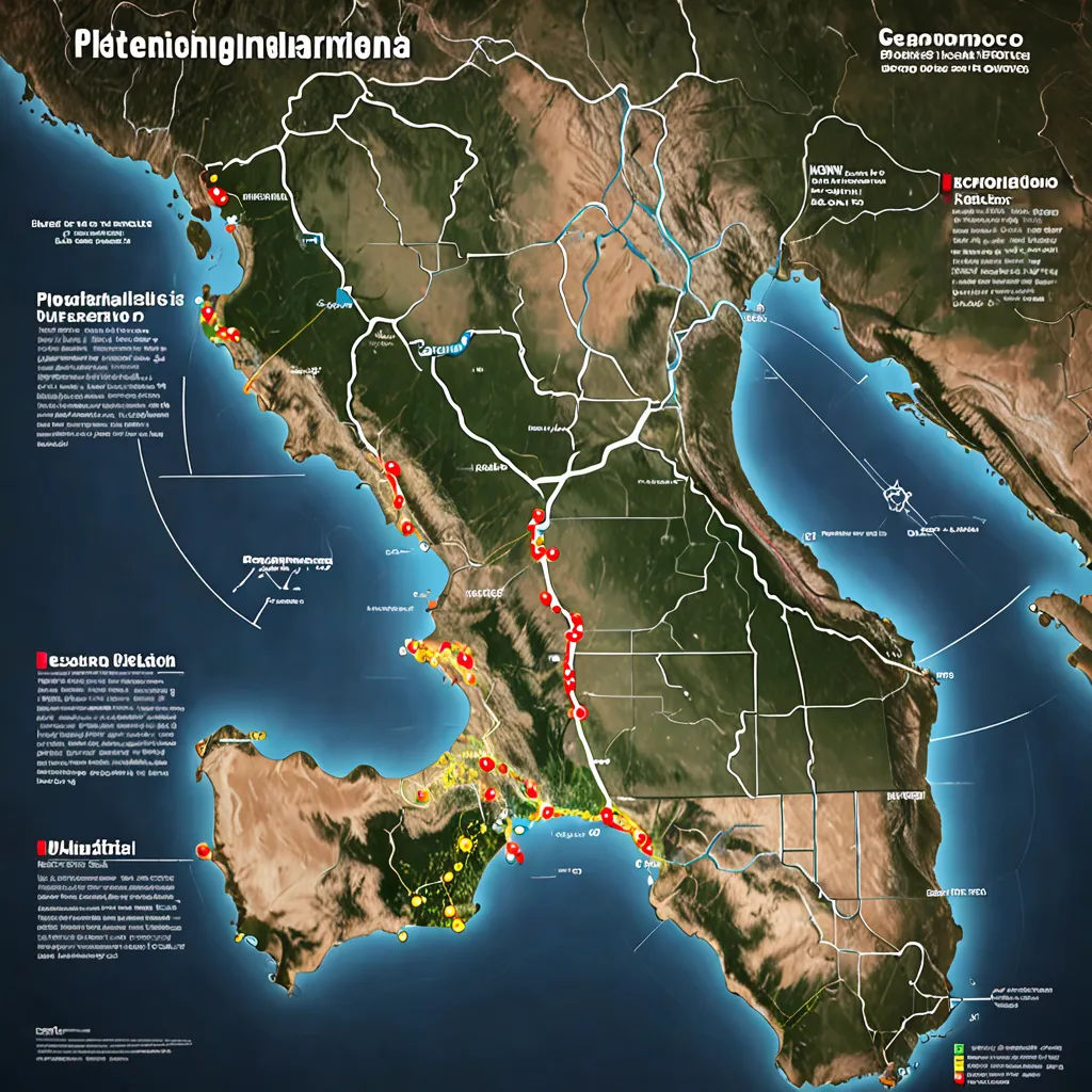 a map of the region of puerto rico with a lot of different areas highlighted in red and yellow, and a few areas marked in yellow, sumatraism, a poster, Aquirax Uno, high resolution