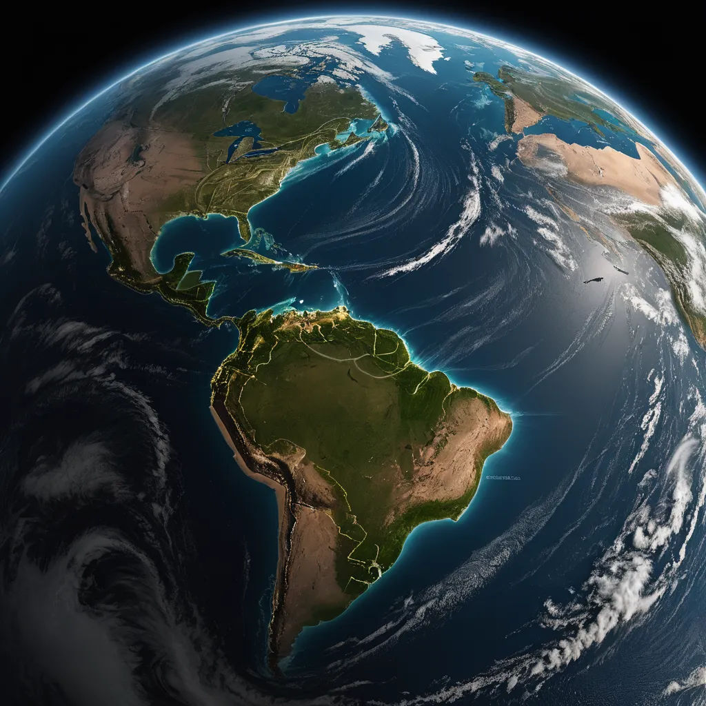 a picture of the earth from space showing the land and water on the oceans floor and the ocean floor, space art, a detailed matte painting, Chris LaBrooy, global illumination