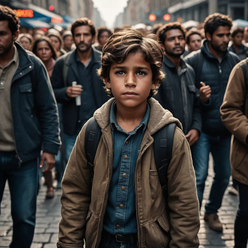 a group of people walking down a street next to each other on a sidewalk with a man in the middle of the street, les automatistes, a poster, Diego Gisbert Llorens, vfx