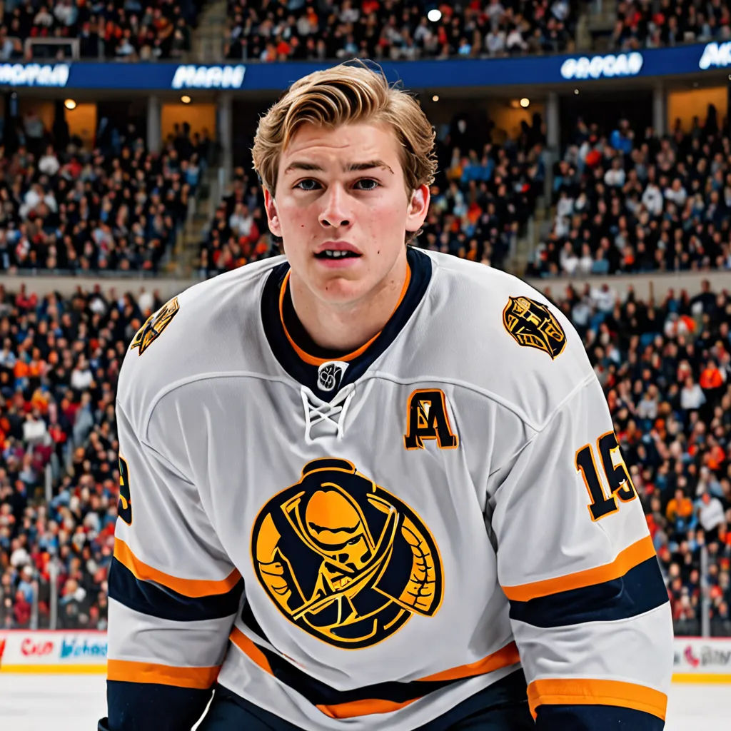 a hockey player is standing in front of a crowd of people in a stadium with a hockey jersey on, renaissance, a renaissance painting, Adam Paquette, gritty