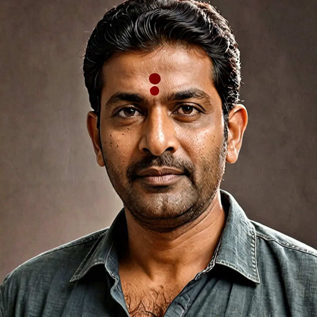 a man with a red dot on his forehead and a green shirt on his shirt is looking at the camera, samikshavad, a character portrait, Bholekar Srihari, jayison devadas