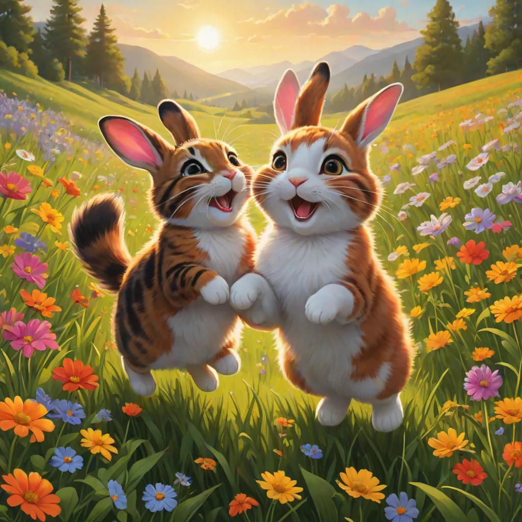 The Happy Cat and the Rabbit Bruno