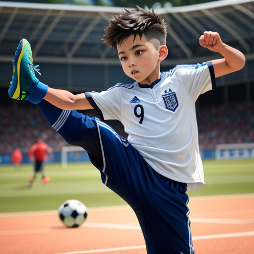 Jogador de futebol pronto para jogar com a bola de futebol ardente