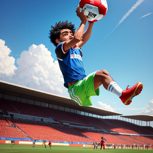 Jogador de futebol pronto para jogar com a bola de futebol ardente