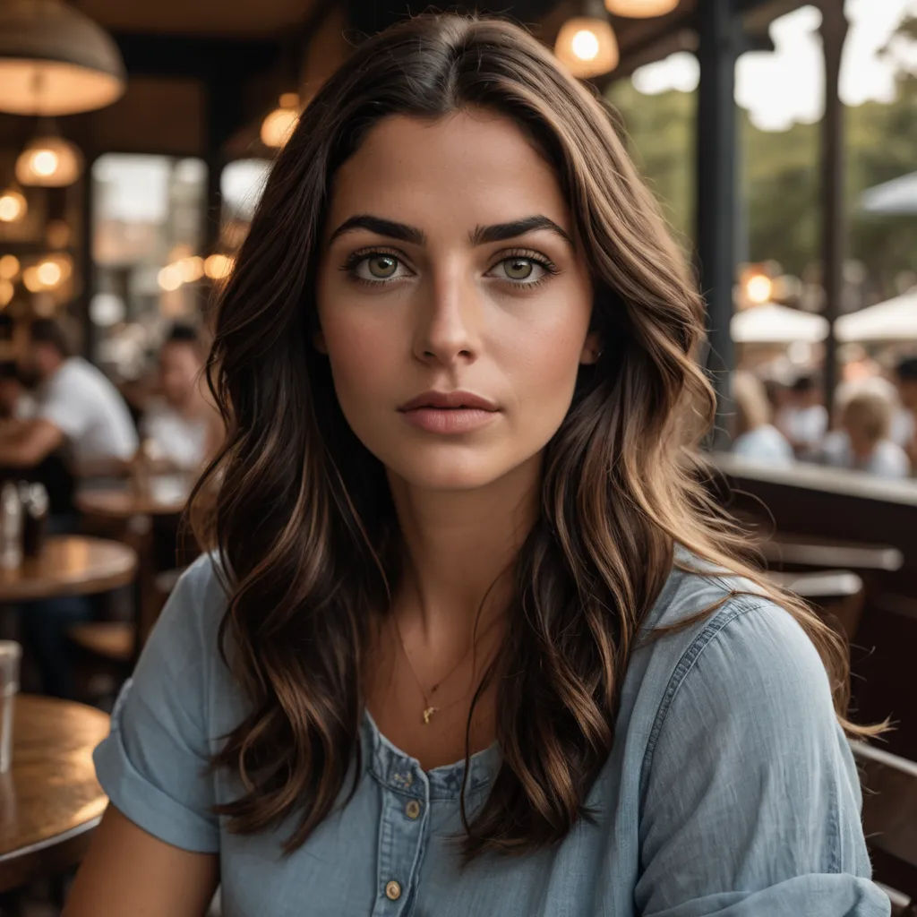 a woman sitting at a table with a glass of wine in front of her and people sitting at tables in the background, rococo, a portrait, Dave Melvin, perfect face