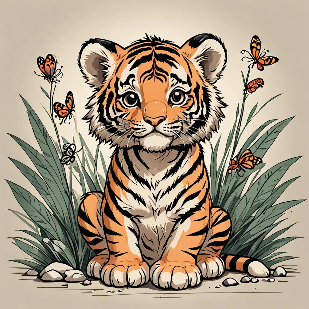 The Joyful Tiger Cub and the Bug
