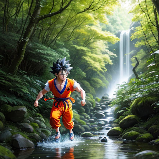 Goku Meditating Waterfall Forest Dragon Ball Live Wallpaper - MoeWalls