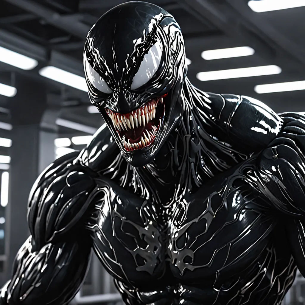 a man in a black suit with a large grin of teeth and fangs on his face and chest, in a dark room, photorealism, concept art, Eddie Mendoza, real life skin