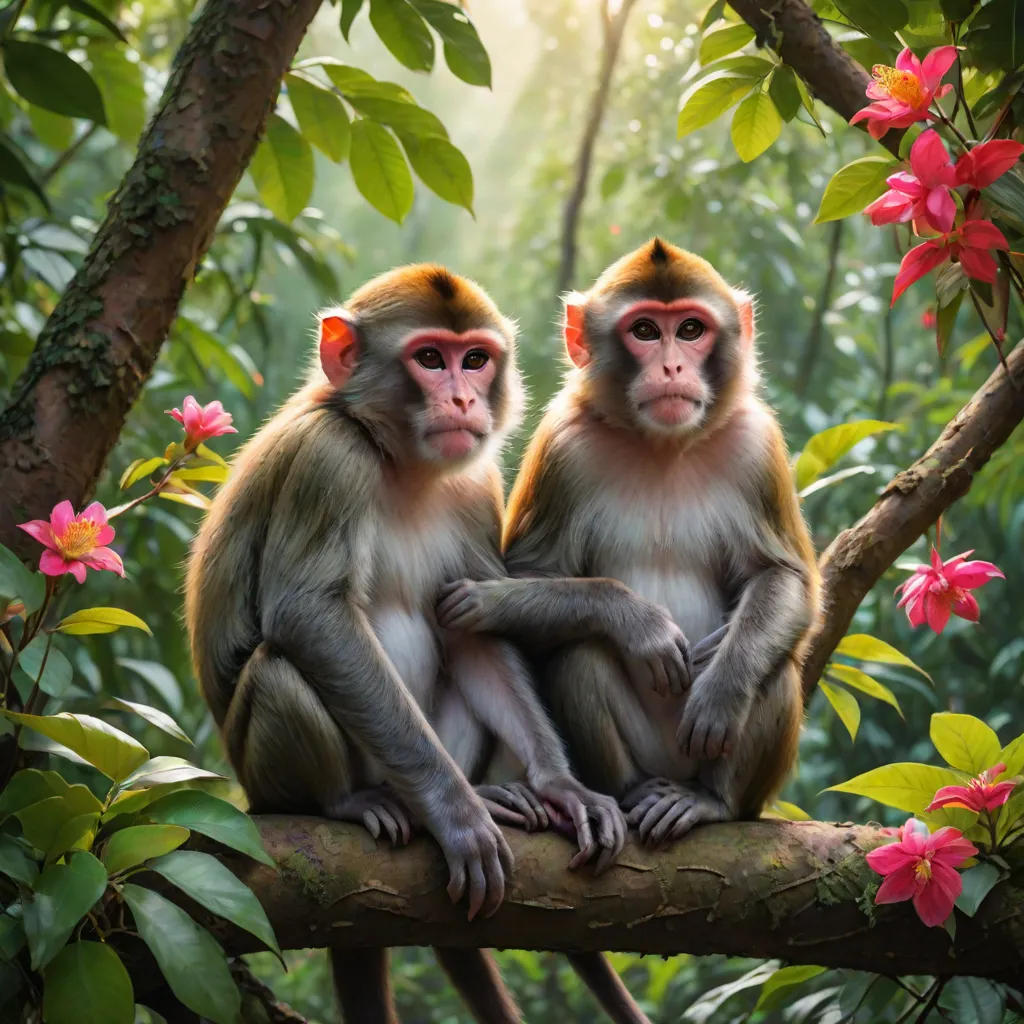 Blushing Monkeys in Love