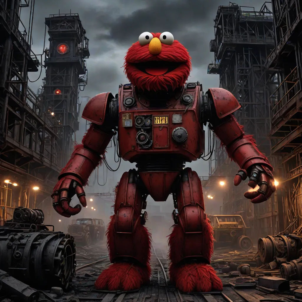 a red robot with big eyes standing in a factory with a giant bird on his chest and a red bird on his chest, ultra realistic digital art, classical realism, concept art, Chris LaBrooy