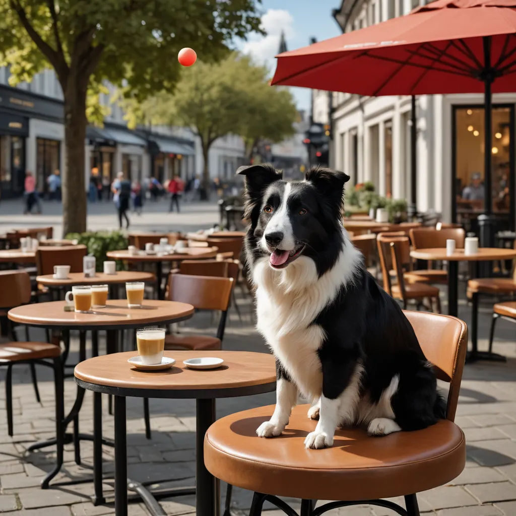 a dog sitting on a bench in a cafe with a red umbrella over it's head and a glass of beer in the foreground, arbeitsrat für kunst, a stock photo, Elke Vogelsang, canon eos r 3