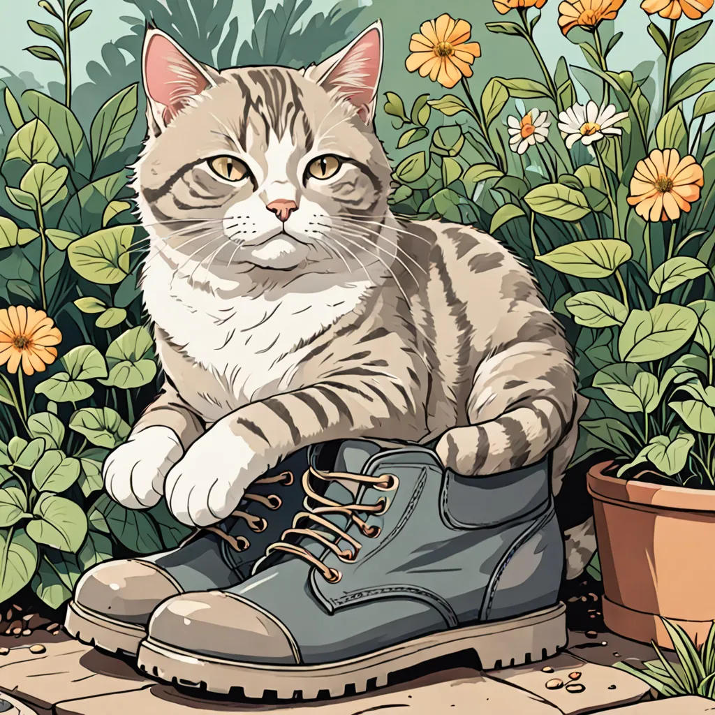 The Lazy Cat and the Mouse's Boot