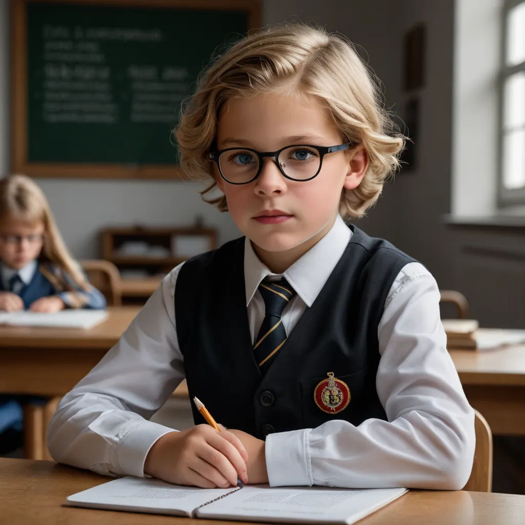 a young girl sitting at a desk with a pen and paper in her hand and a book in front of her, danube school, a stock photo, Augustyn Mirys, zeiss lens