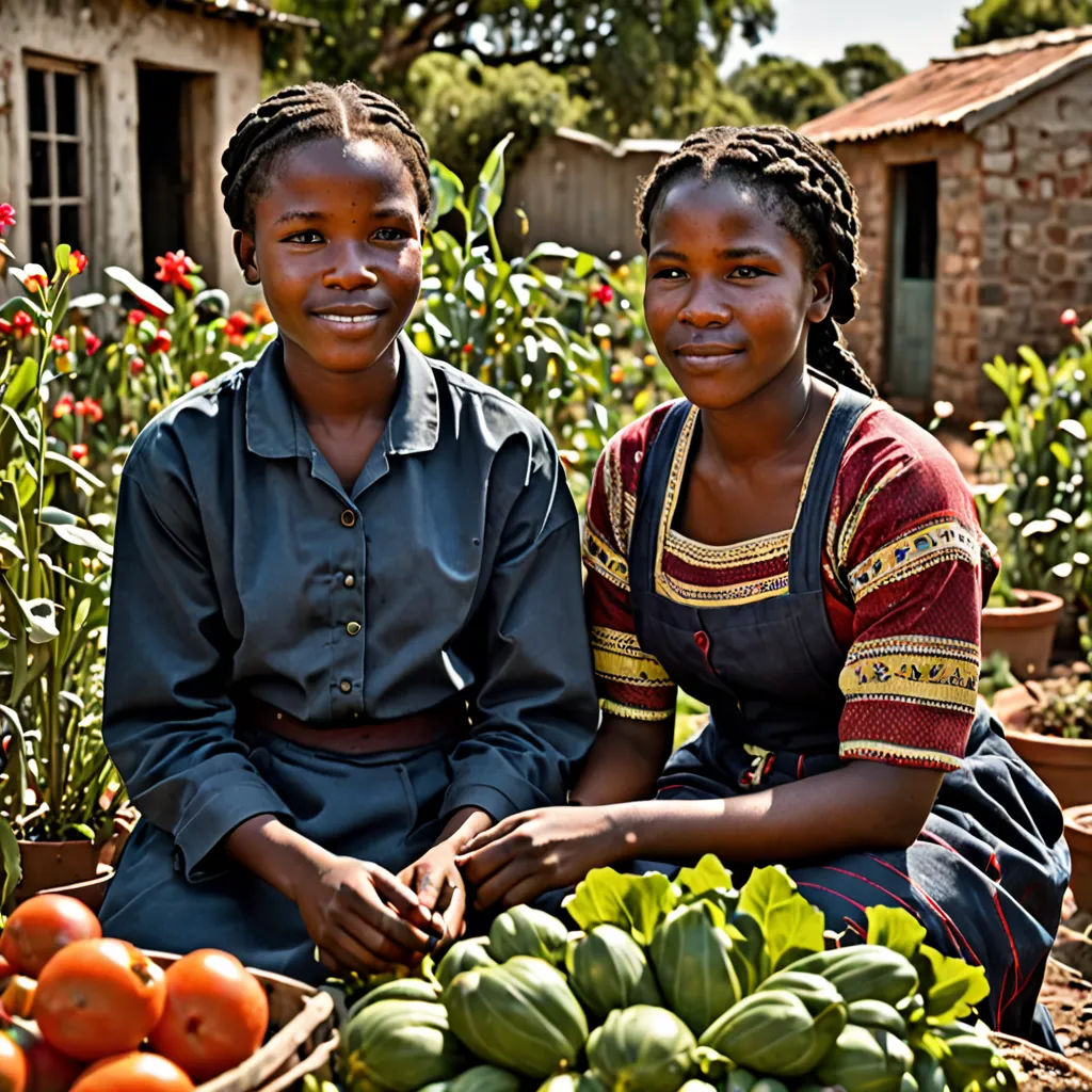 two women sitting in a garden with a basket of fruit in front of them and a building in the background, heidelberg school, a poster, Christabel Dennison, promotional image