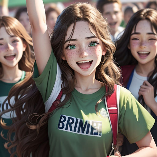 a group of young women standing next to each other with freckled hair and green eyes and freckled arms