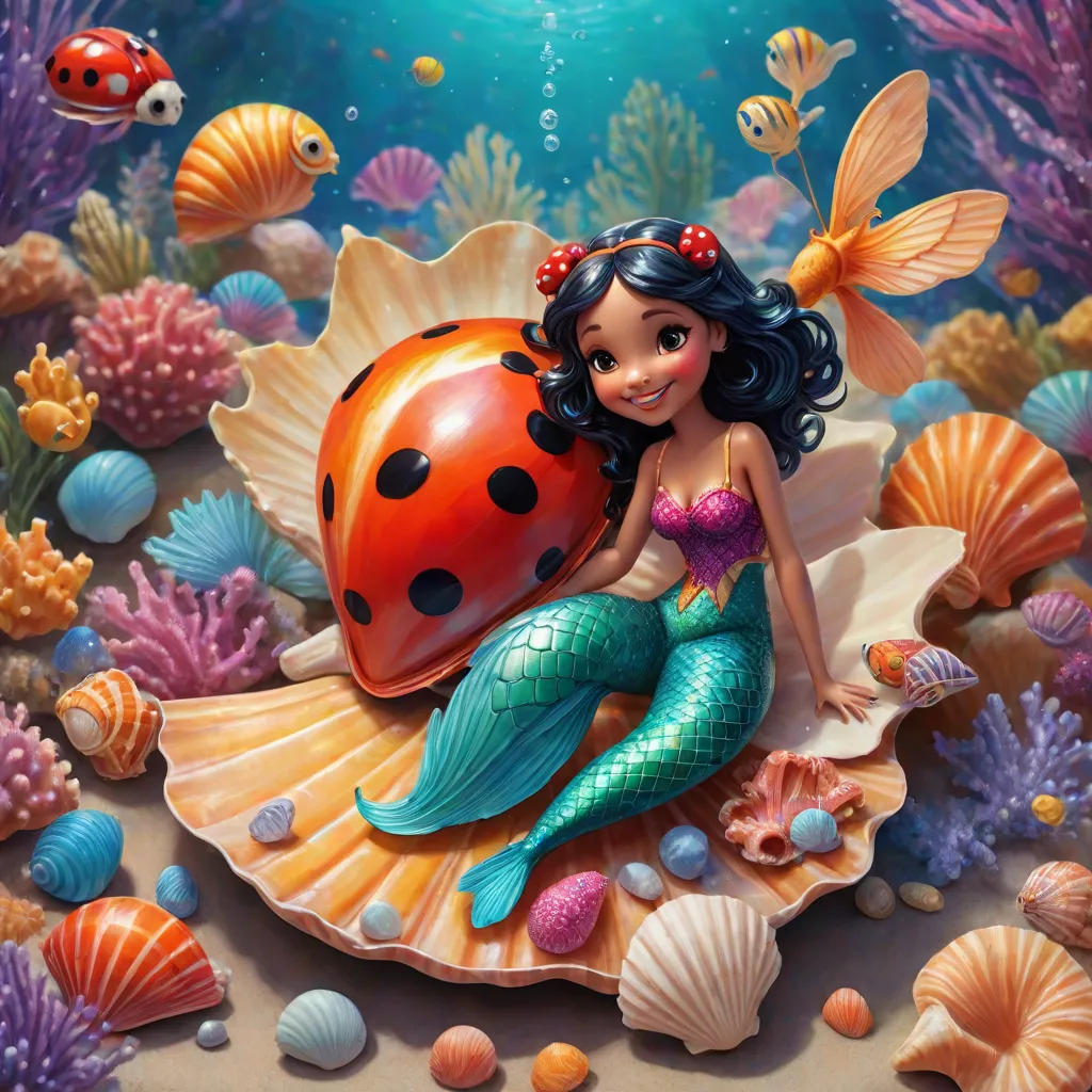 The Happy Little Ladybug and the Beautiful Colorful Mermaid