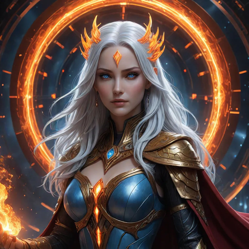 a woman in a costume with a sword and a ring around her neck and a ring around her neck, Clint Cearley, fantasy art, a detailed painting, epic fantasy character art