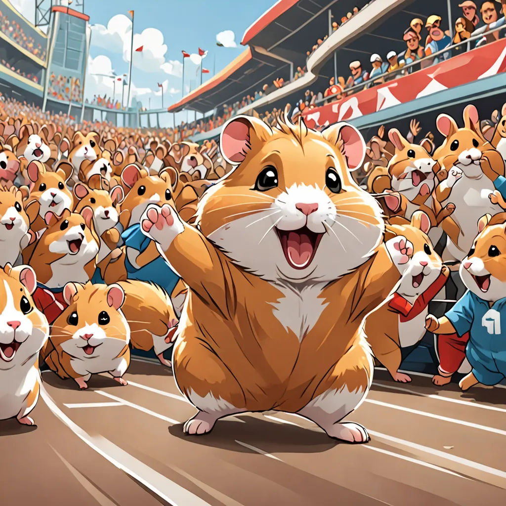 a group of hamsters are standing in a stadium and cheering for the camera man to take a picture, furry art, concept art, Chris LaBrooy, official art