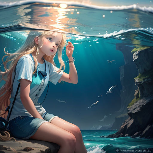 Fantasy Ocean Adventures Anime Girl Swimming With the Fish -  Hong Kong