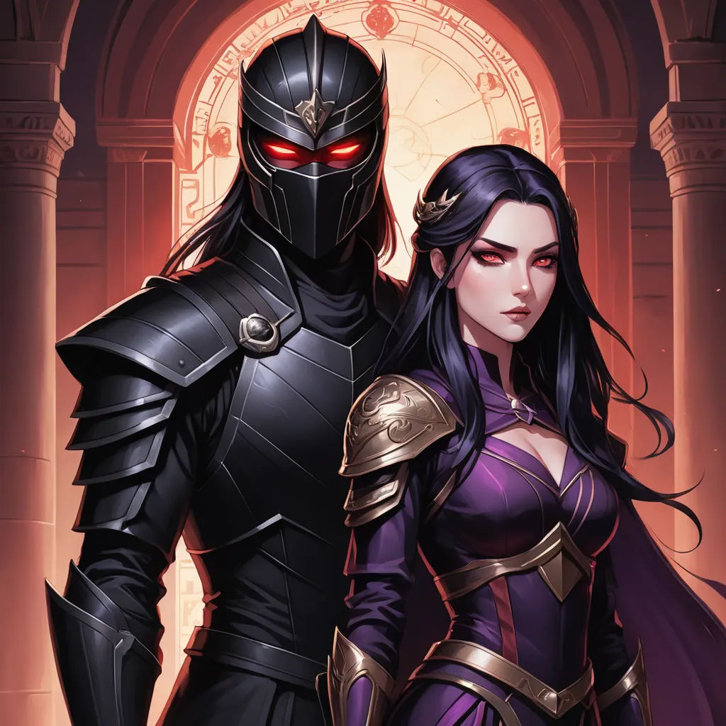 a couple of people standing next to each other in front of a clock tower with a red light on, fantasy art, a comic book panel, Art of Brom, epic fantasy character art