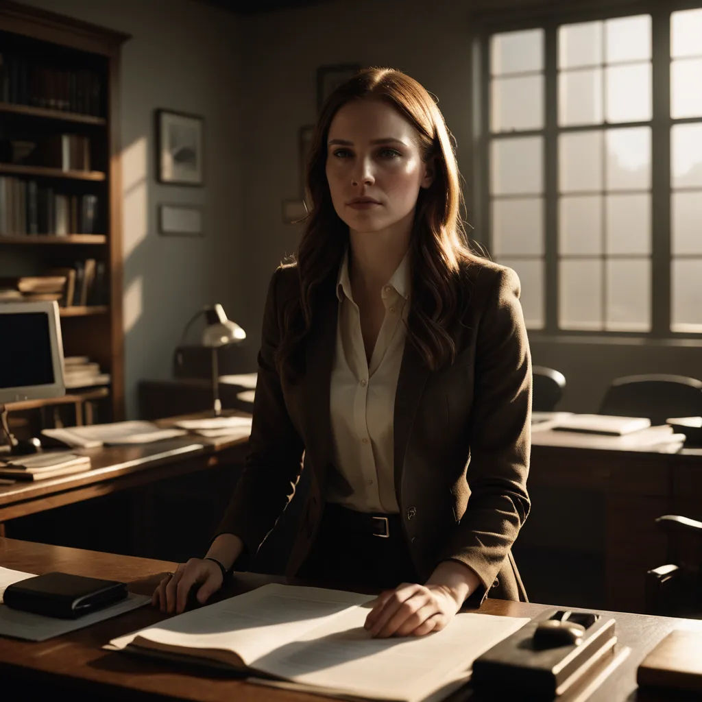 a woman sitting at a desk with a book and cell phone in her hand and a book in her other hand, academic art, computer graphics, Clarice Beckett, vfx