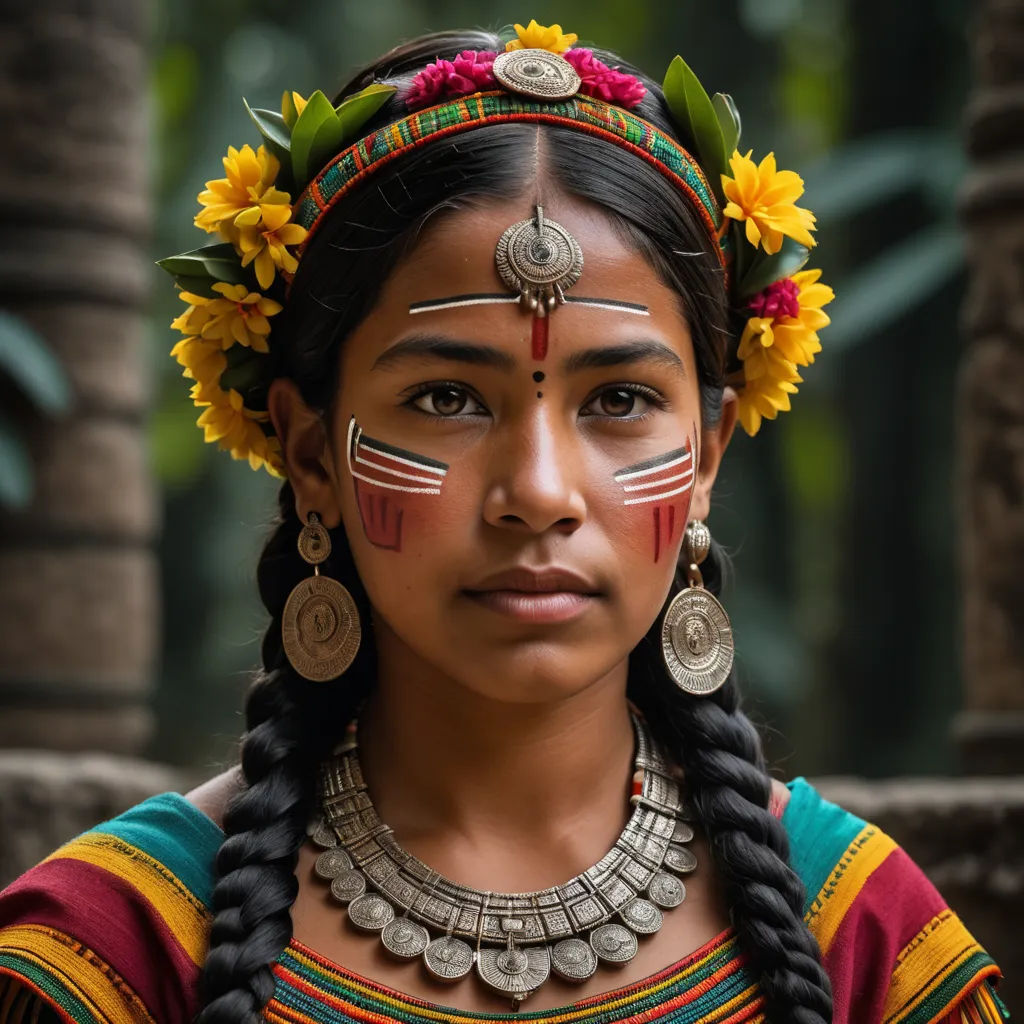 a woman with a painted face and a flower in her hair and a necklace on her head and a necklace on her neck, bengal school of art, a character portrait, Ella Guru, maya