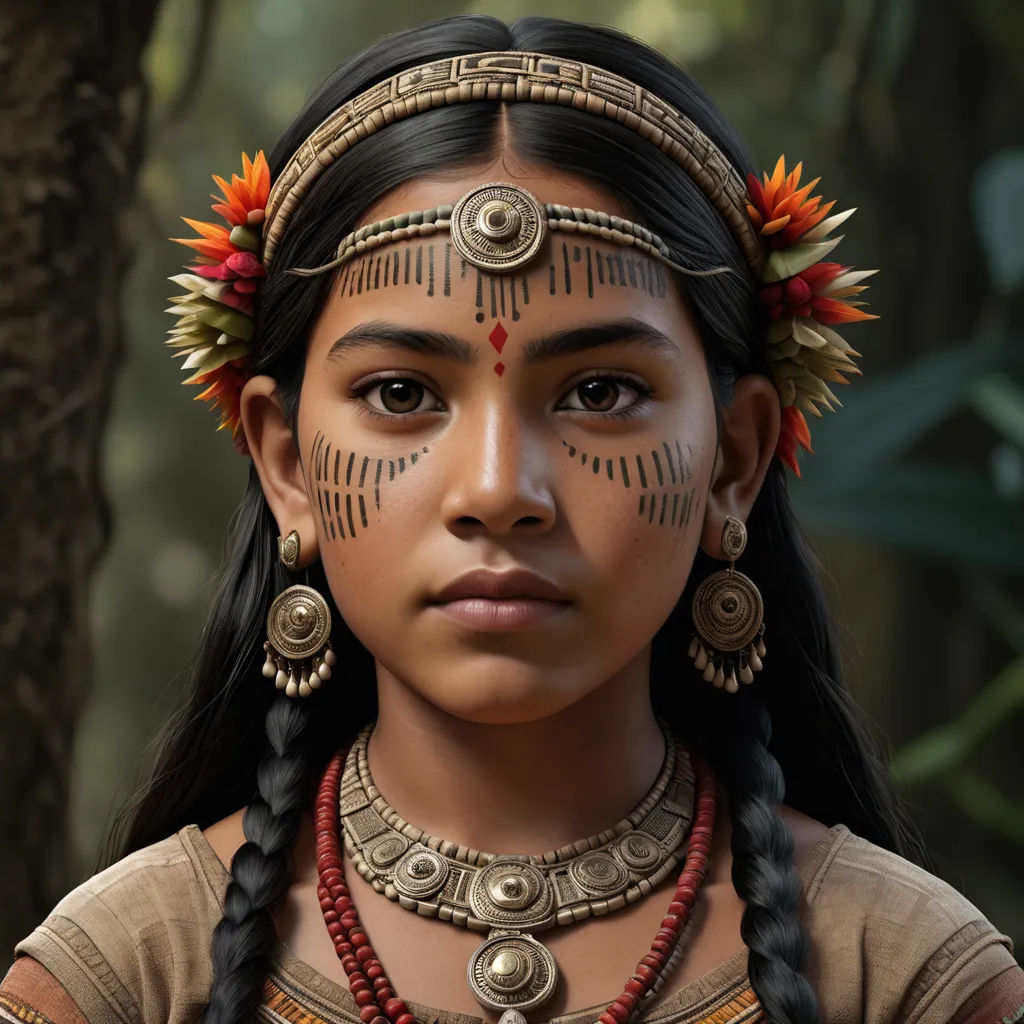 a young indian girl with a face painting on her face and a braid in her hair and a necklace on her head, photorealism, a character portrait, Ella Guru, maya
