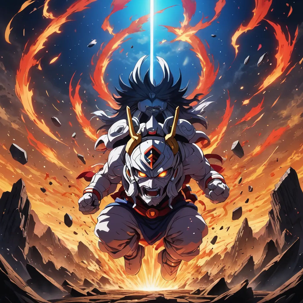 a character in a space suit with a sword in his hand and a flame in the background, with a sky background, sots art, poster art, Baiōken Eishun, official art