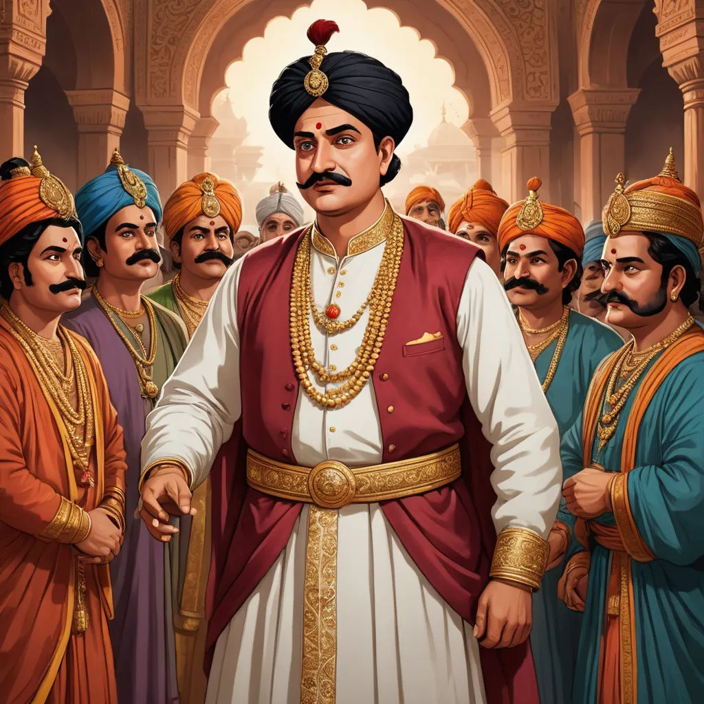 a man in a turban standing in front of a group of men in indian garb and turbans, samikshavad, a detailed painting, Bholekar Srihari, official art