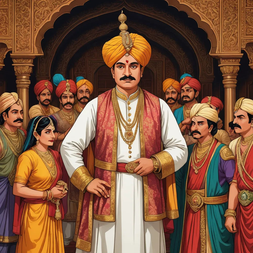 a man in a turban standing in front of a group of men in indian garb and turbans, samikshavad, a detailed painting, Bholekar Srihari, official art